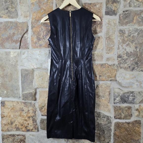 NWT Calvin Klein Vegan Faux Leather Sheath Dress - Picture 3 of 5